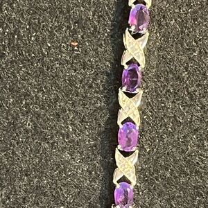 Elegant Amethyst and Silver Tennis Bracelet